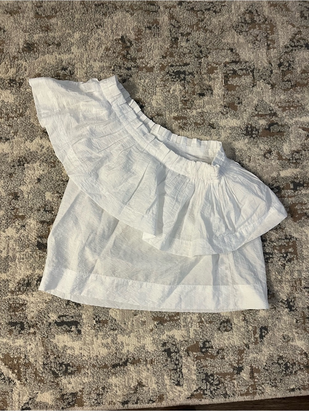 LOFT White One-Shoulder Ruffle Top - Picture 2 of 3